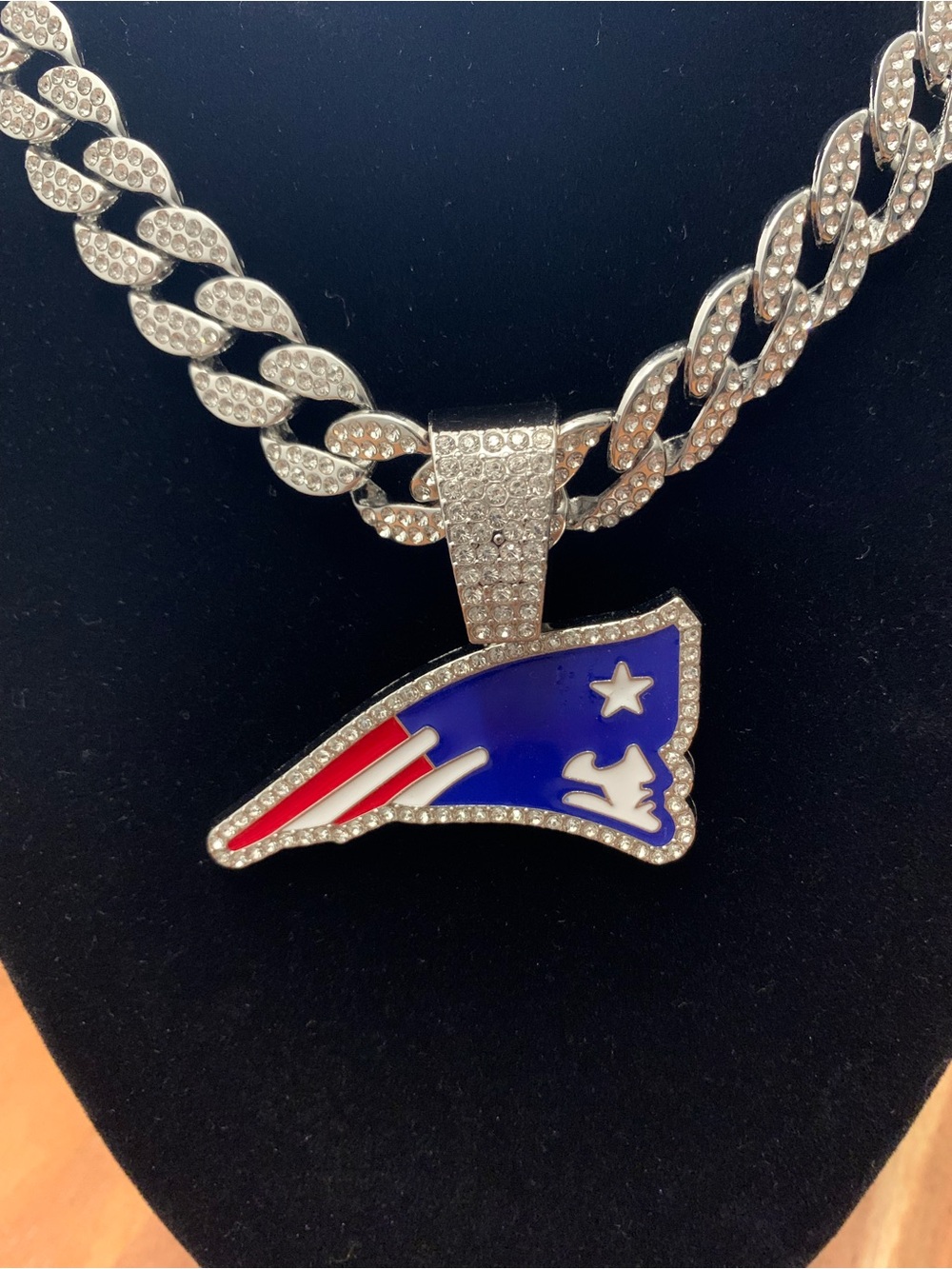 Iced Out New England Patriots Pendant Necklace